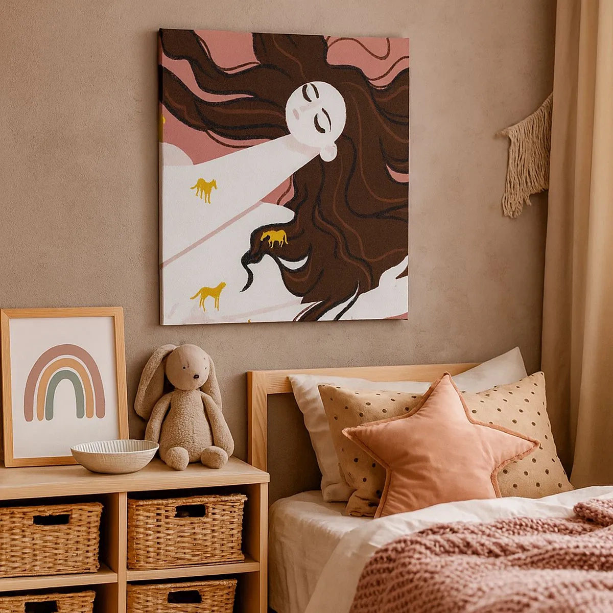 Canvastavla - Bild på duk - Dröm om en gyllene häst - 30x30 cm