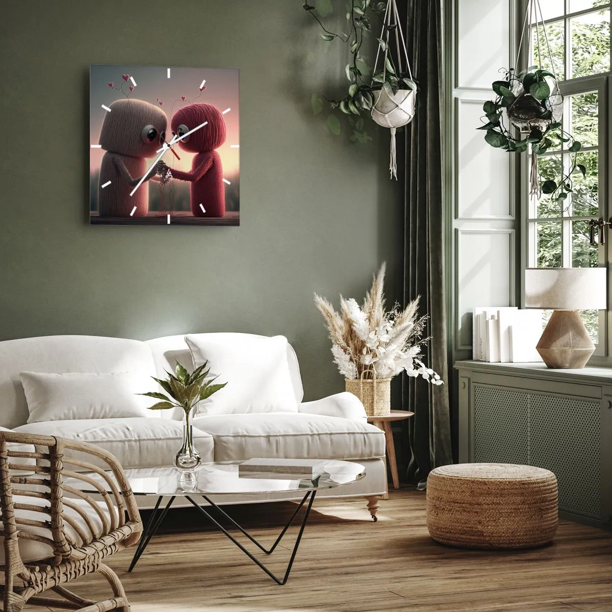 Väggklocka - Klocka på glas - Alla får lov att älska - 40x40 cm