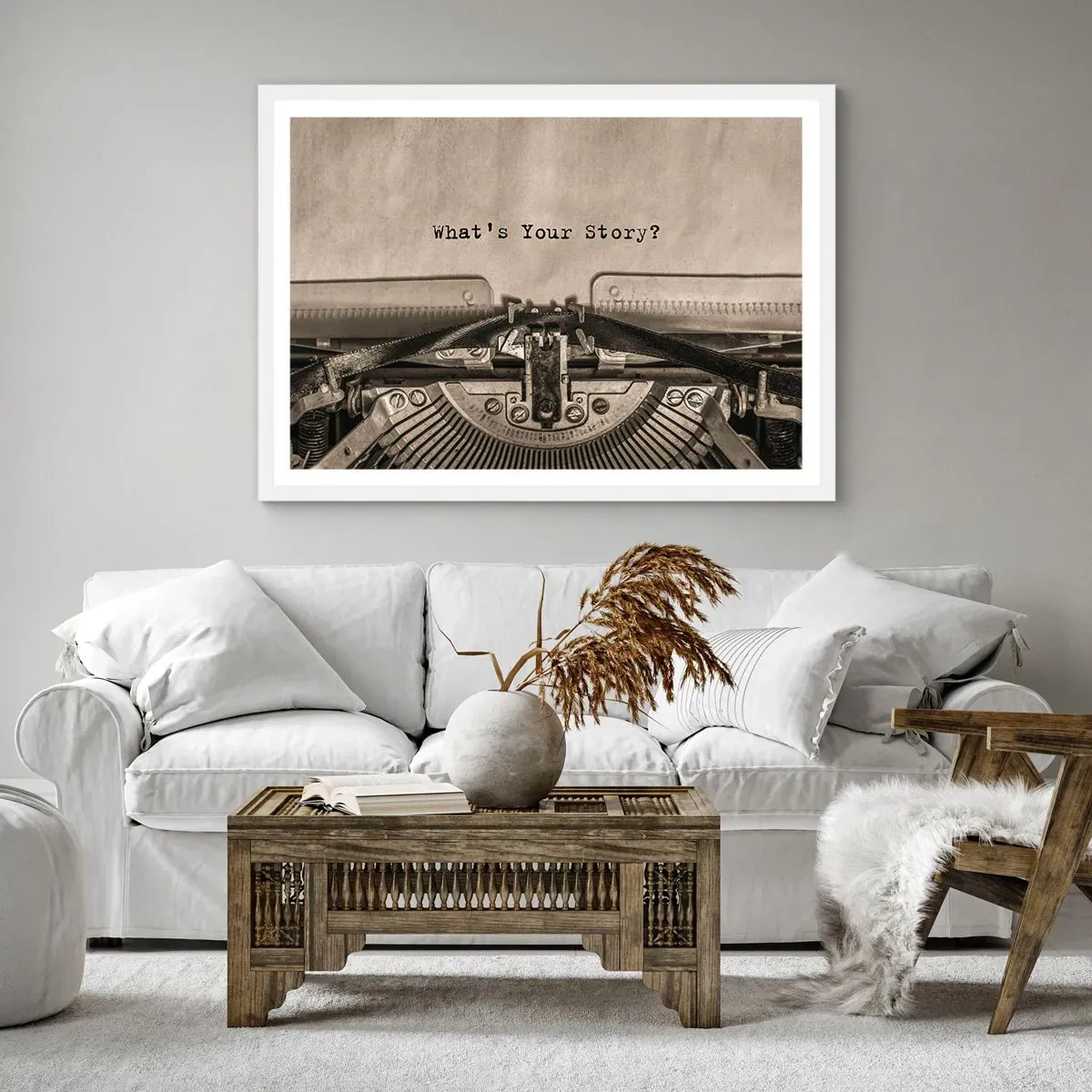 Affisch i vit ram - Svara mig - 100x70 cm