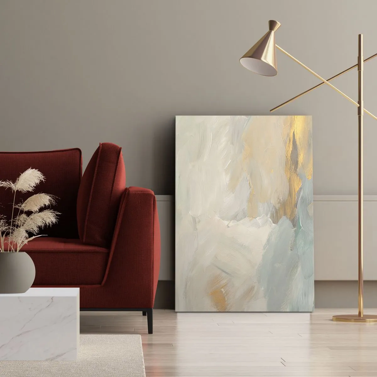 Canvastavla - Bild på duk - Abstraktion - ett land av mildhet - 45x80 cm