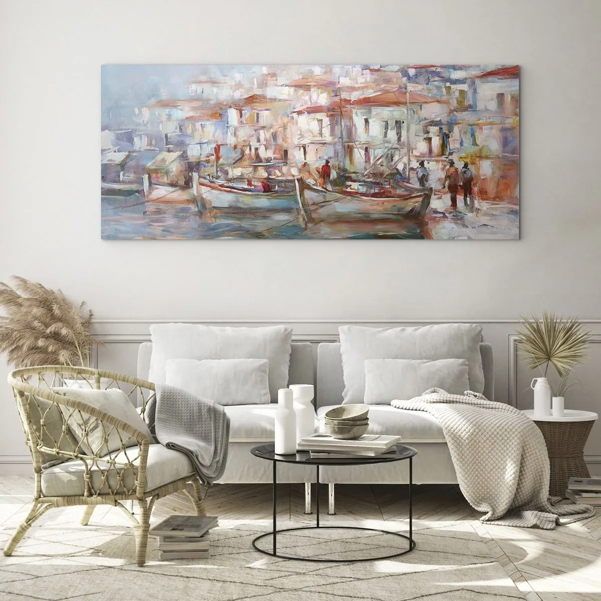 Glastavla - Bild på glas - Pastellfärgad semester - 100x40 cm