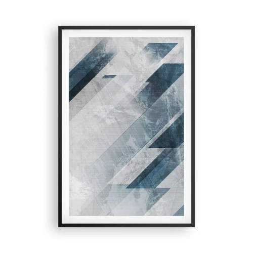 Affisch i svart ram - Tredimensionell komposition – gråhetens rörelse - 61x91 cm