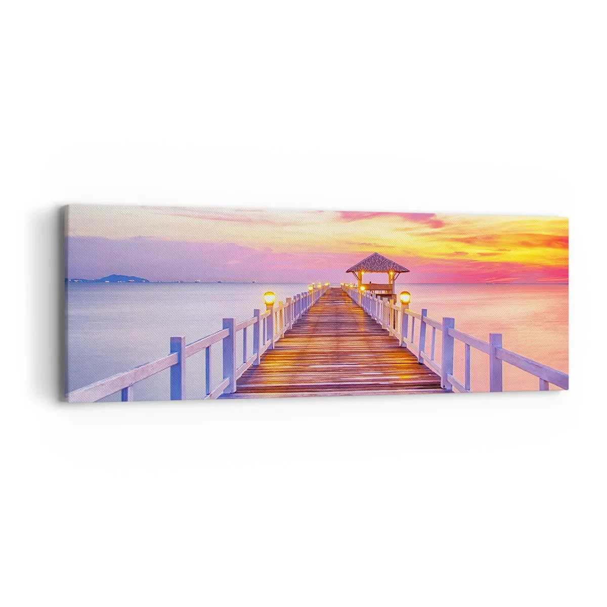 Canvastavla - Bild på duk - Kvällens lila-guld tystnad - 90x30 cm