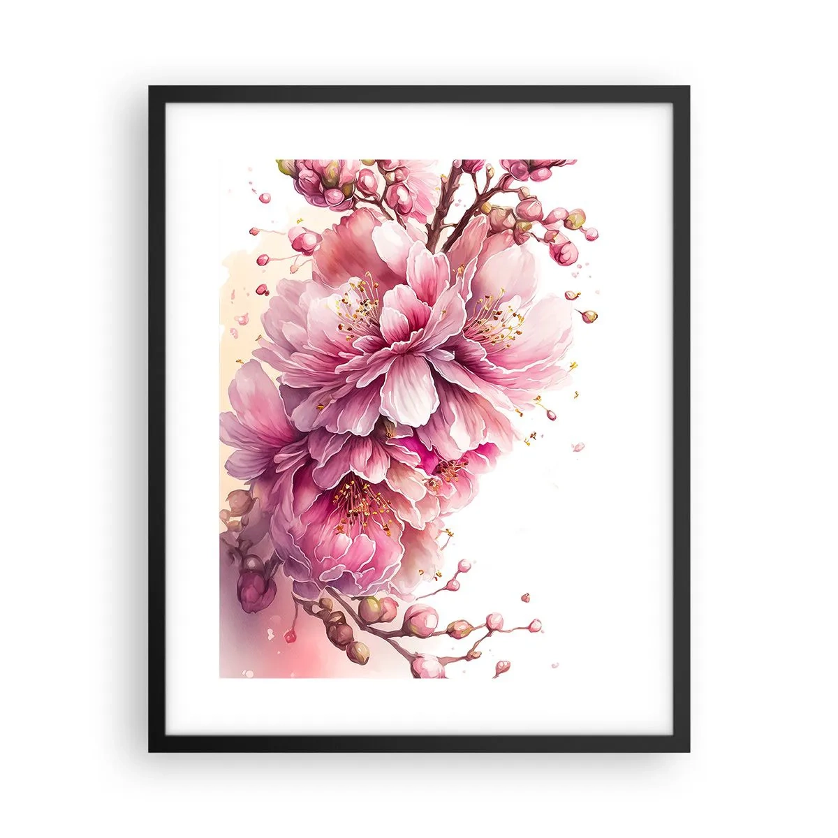 Affisch i svart ram - Blommande körsbärsblomma - 40x50 cm