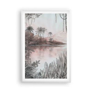 Affisch i vit ram - En upptäcktsresandes dagbok från 1800-talet - 61x91 cm