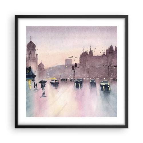 Affisch i svart ram - I regnig dimma - 50x50 cm