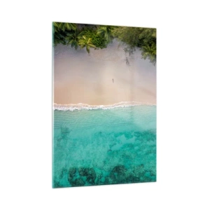 Glastavla - Bild på glas - En strand i paradiset - 50x70 cm