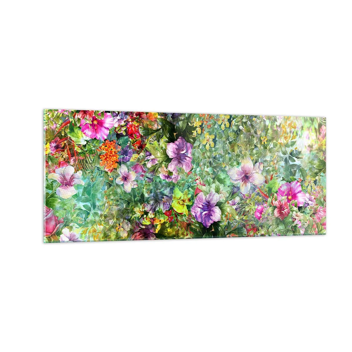 Glastavla - Bild på glas - Ta en dopp i blommorna - 100x40 cm