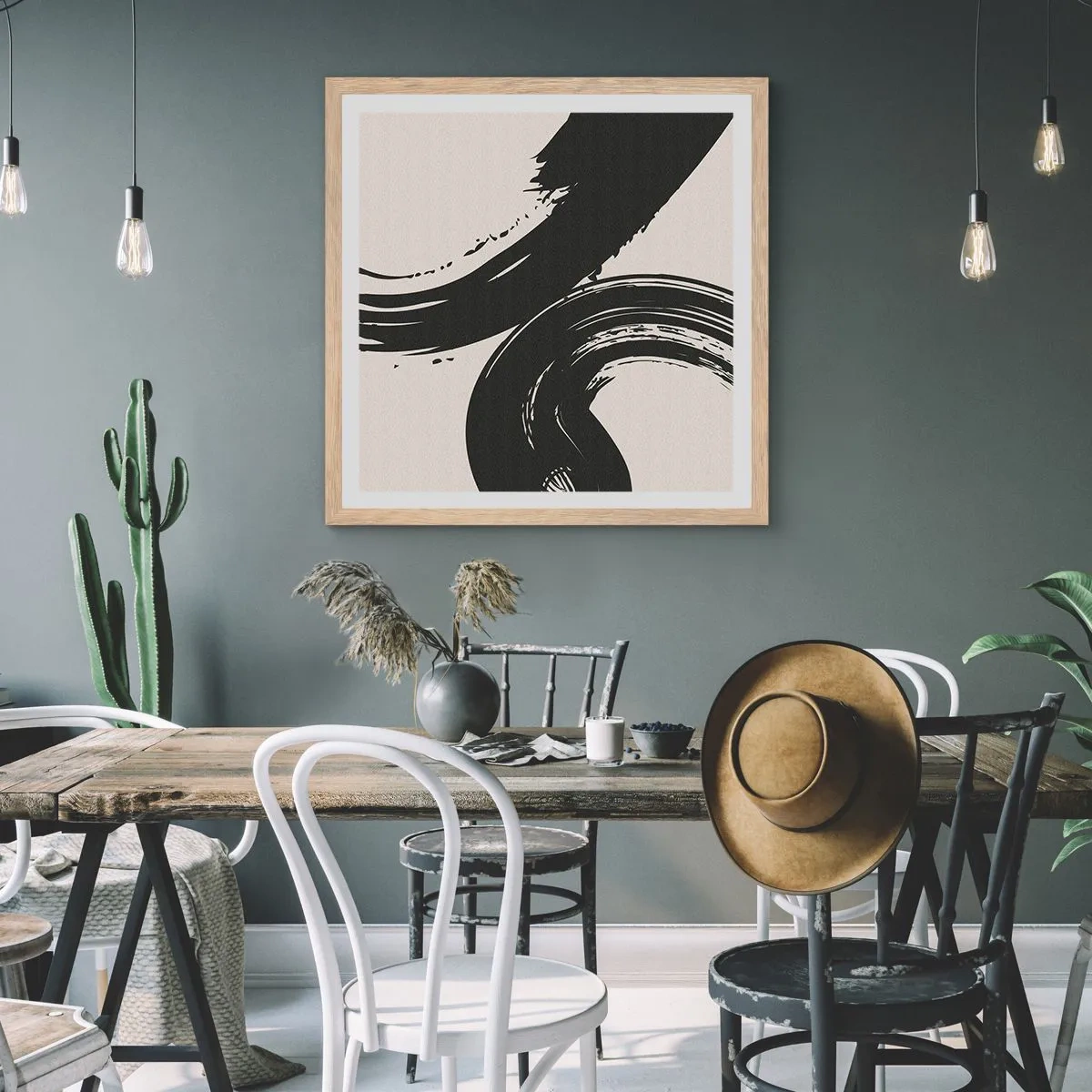 Affisch i ram av ljusek - Svepande och cirkulärt - 30x30 cm