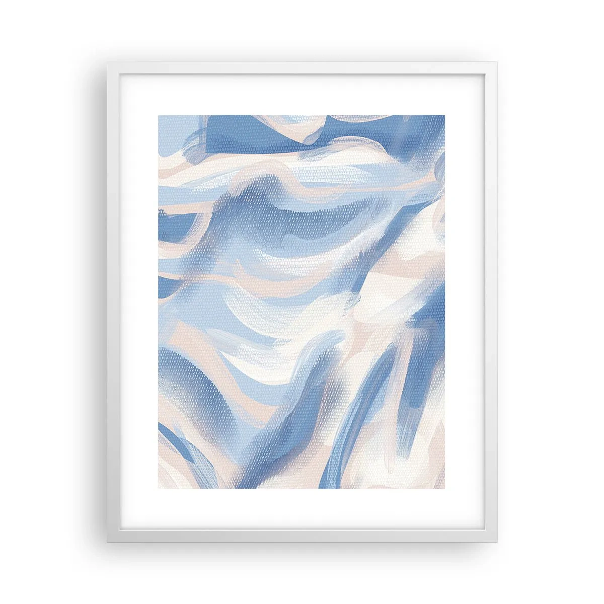 Affisch i vit ram - Blå krusningar - 40x50 cm