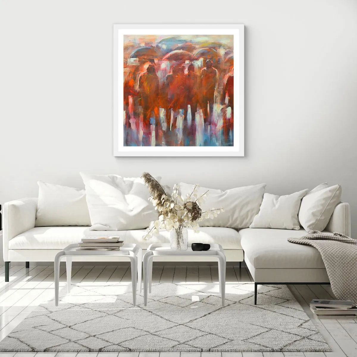 Affisch i vit ram - Jämna i regn och dimma - 30x30 cm