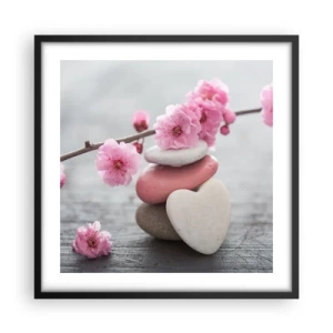 Affisch i svart ram - Salighet med körsbärsblomma - 50x50 cm