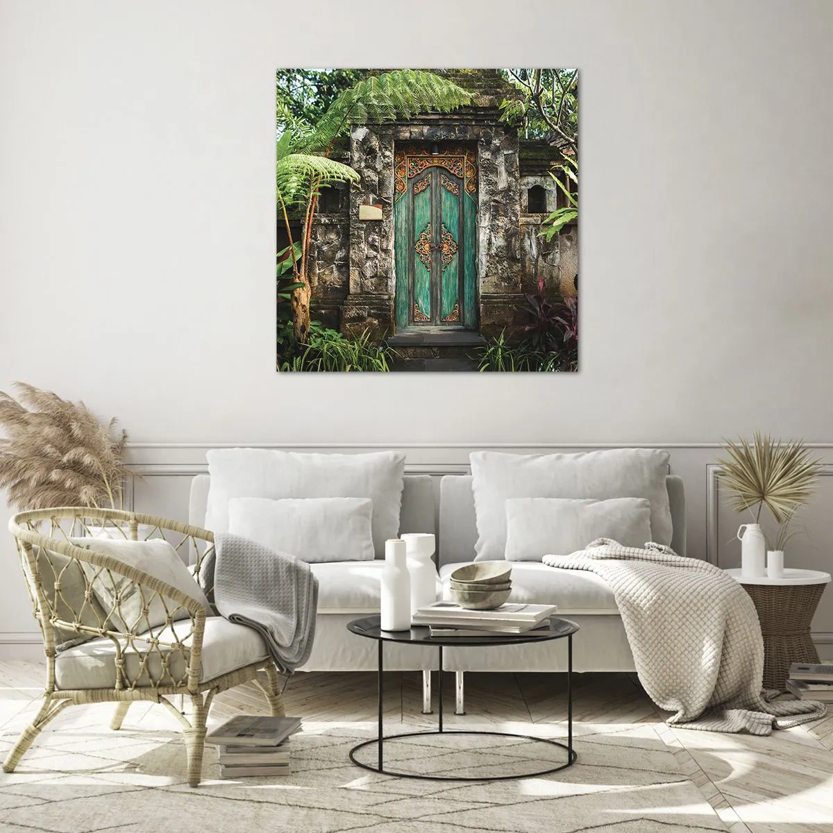 Glastavla - Bild på glas - Dörren till exotiska världen - 50x50 cm