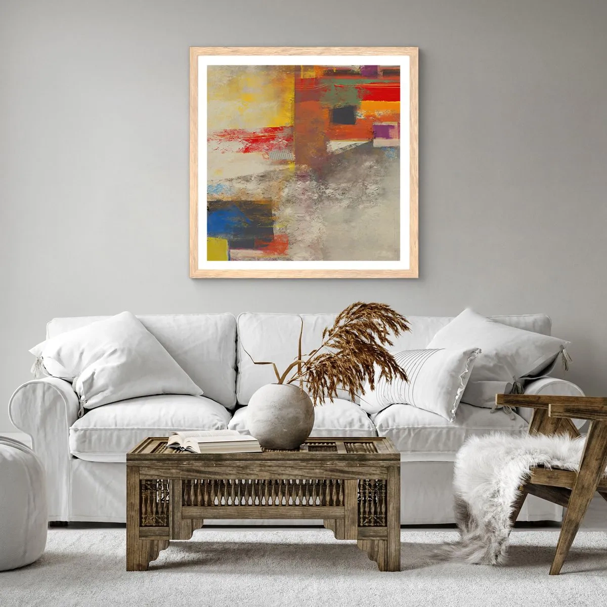 Affisch i ram av ljusek - Färgernas geometri - 60x60 cm