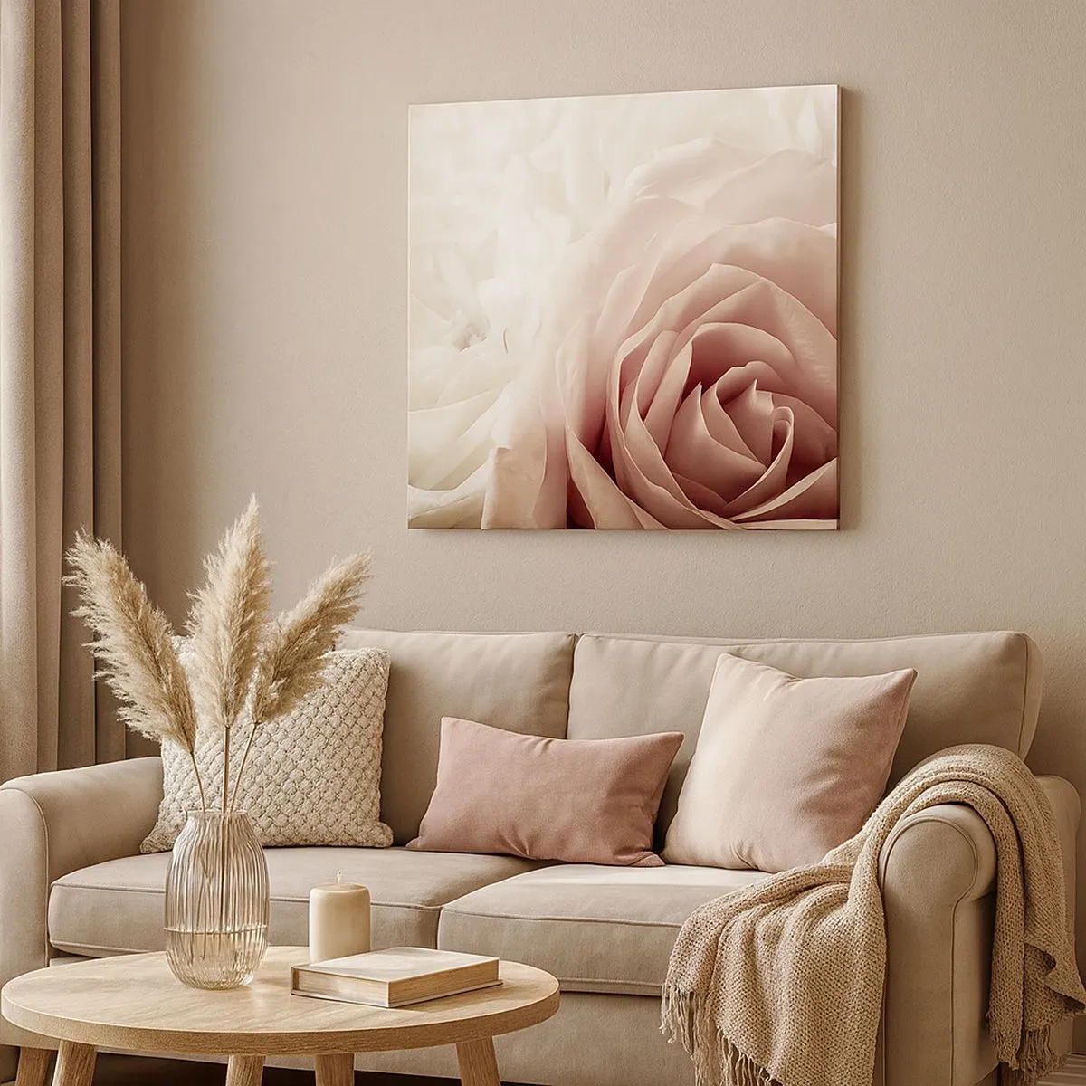Canvastavla - Bild på duk - I hjärtat av en ros - 30x30 cm