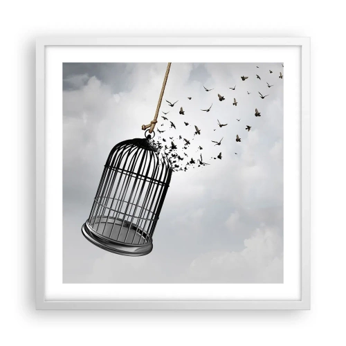 Affisch i vit ram - Tro...Hopp...Frihet! - 50x50 cm