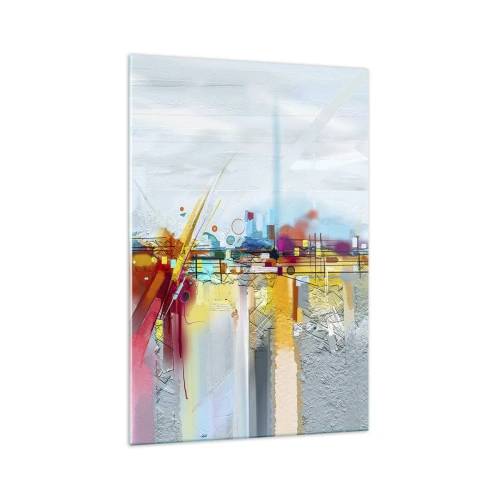 Glastavla - Bild på glas - Glädjens bro över livets flod - 70x100 cm