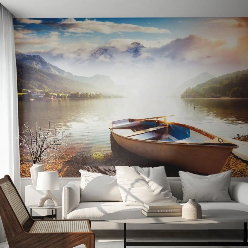 Självhäftande Fototapet Deluxe Sticker - Vid ett stort och rent vatten - Landskap, Sjö, Berg - 100x70 cm
