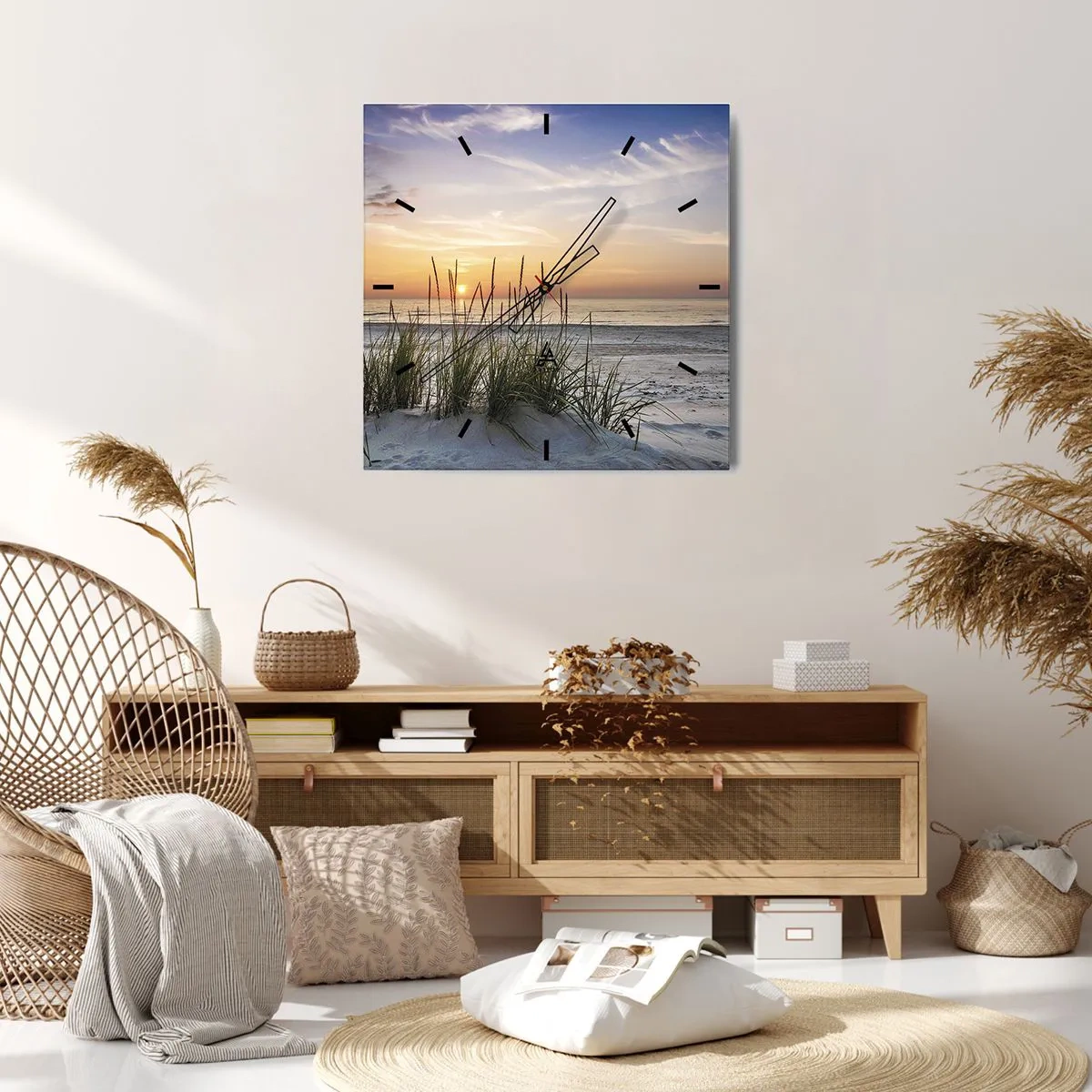 Väggklocka - Klocka på glas - Titta, tänk, känn - 40x40 cm