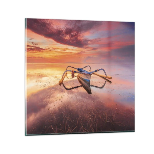 Glastavla - Bild på glas - Tropiska kvällens lugn - 30x30 cm