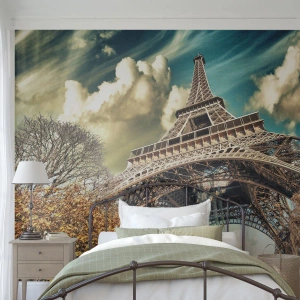 Fototapet Premium Sand - Och på hösten i Paris... - Stad, Paris, Eiffeltornet - 100x70 cm