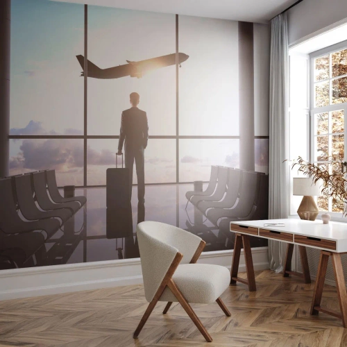 Självhäftande Fototapet Deluxe Sticker - Du har tid, sakta ner - Flygplats, Plan, Resor - 250x175 cm