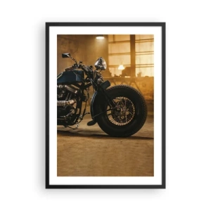Affisch i svart ram - Motorcykel i en elegant verkstad - 50x70cm - Jag kan allt - Modern väggdekoration för vardagsrum och sovrum ARTTOR