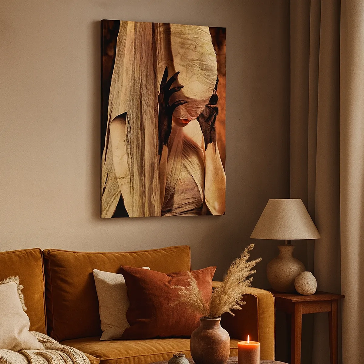 Canvastavla - Bild på duk - Mellan det goda och det onda - 50x70 cm