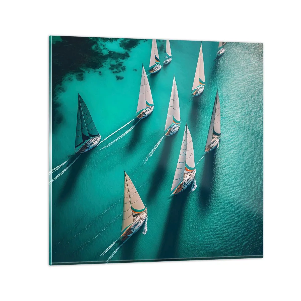 Glastavla - Bild på glas - Tävla med vinden - 70x70 cm