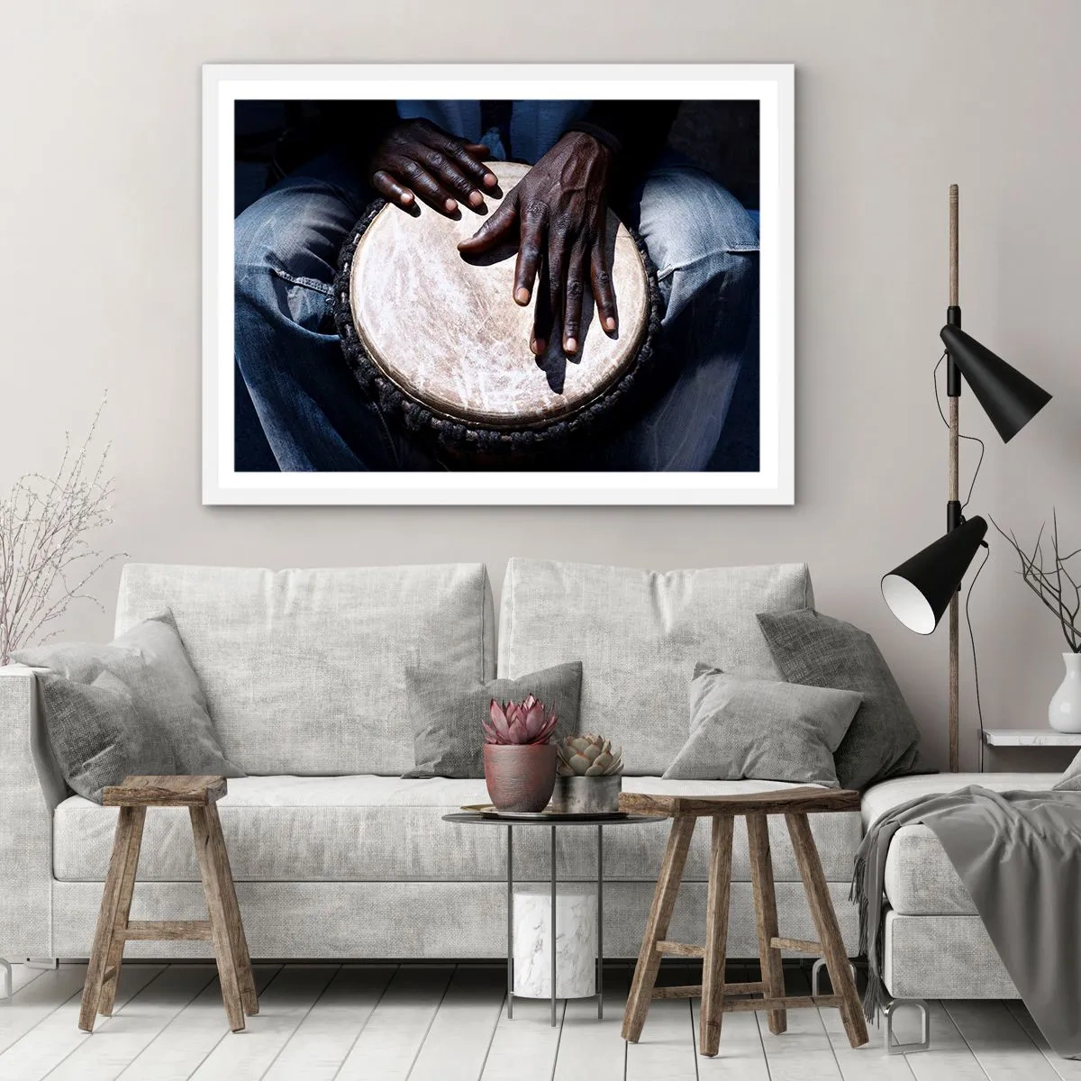 Affisch i vit ram - Lev efter din rytm - 100x70 cm