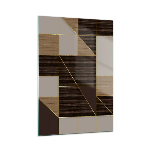 Glastavla - Bild på glas - Mosaik av brun och guld - 50x70 cm