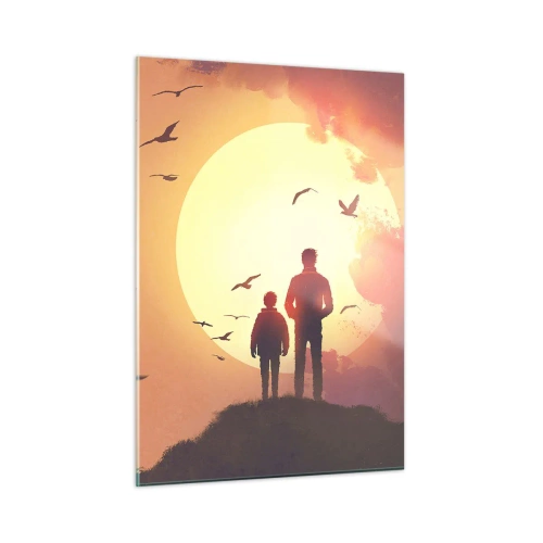 Glastavla - Bild på glas - Öga mot öga med solen - 50x70 cm