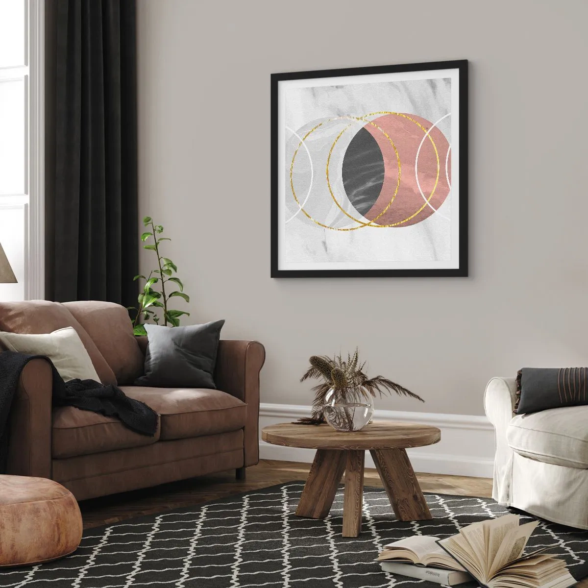 Affisch i svart ram - Sfärernas musik - 60x60 cm