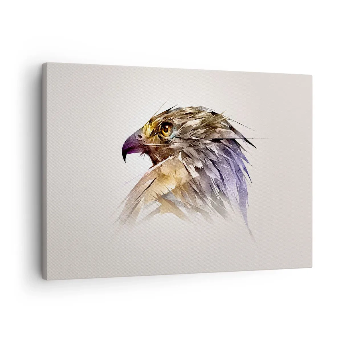 Canvastavla - Bild på duk - Konstnärligt porträtt av en örn i pastellfärger - 70x50cm - En kämpes porträtt - Modern väggdekoration för vardagsrum och sovrum ARTTOR