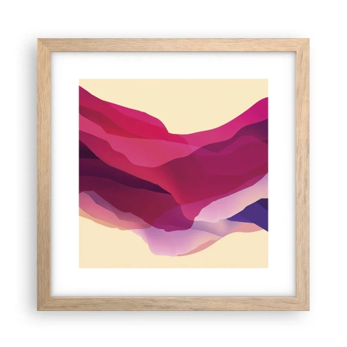 Affisch i ram av ljusek - Purpurfärgade vågor - 30x30 cm