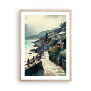 Affisch i ram av ljusek - Medelhavsstad - 50x70 cm