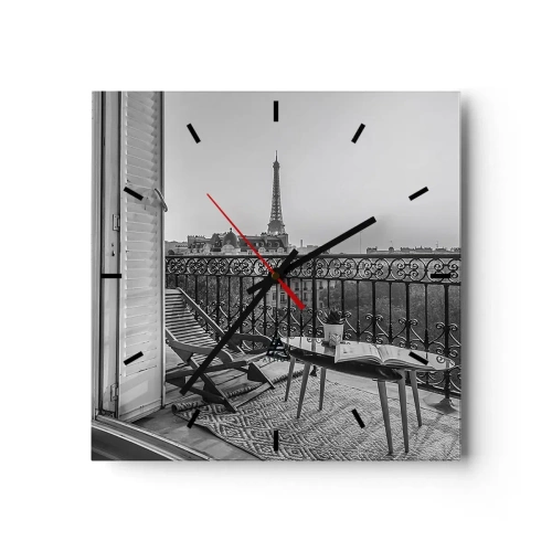 Väggklocka - Klocka på glas - En eftermiddag i Paris - 30x30 cm