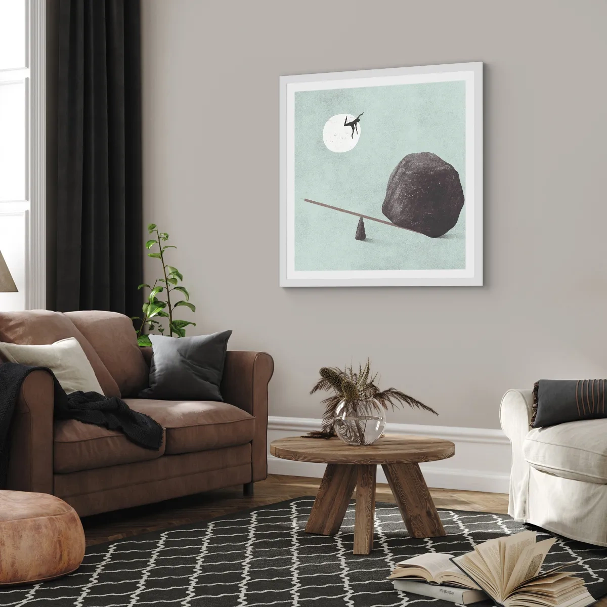 Affisch i vit ram - Uppfylld dröm - 40x40 cm