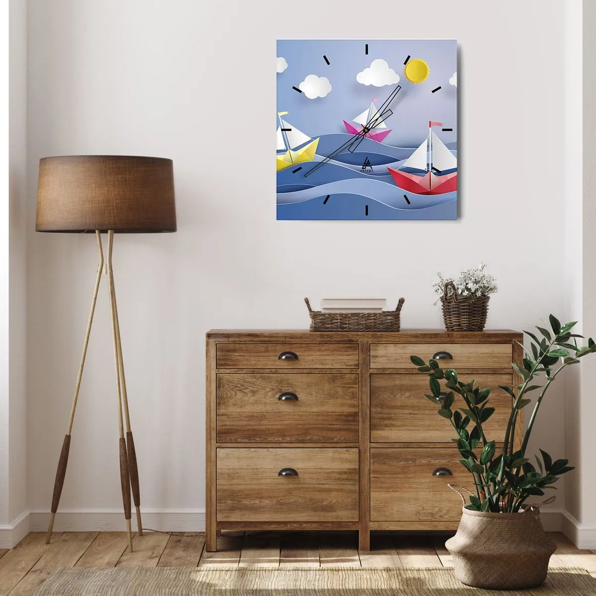 Väggklocka - Klocka på glas - Det är så skönt att gunga bland vågorna - 40x40 cm