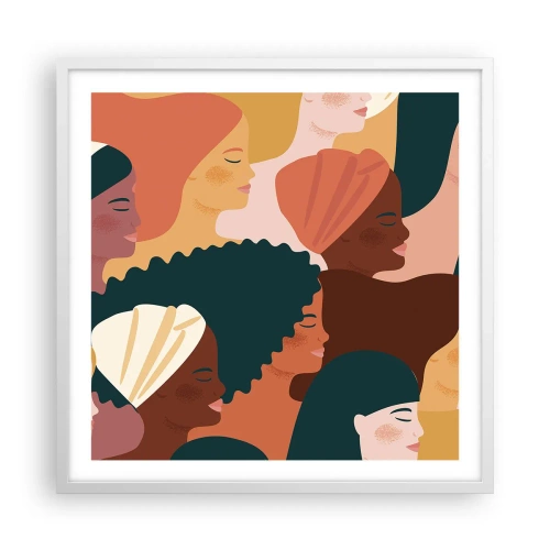 Affisch i vit ram - Endast kvinnlighet - 60x60 cm