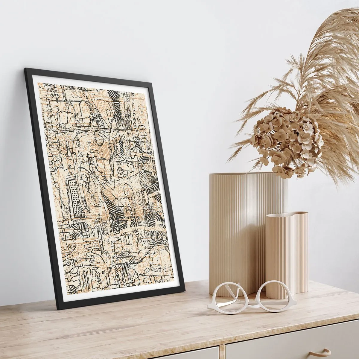 Affisch i svart ram - Väntar på avkodning - 40x50 cm