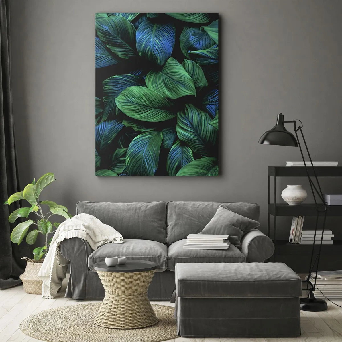 Canvastavla - Bild på duk - I gröna folkmassan - 45x80 cm