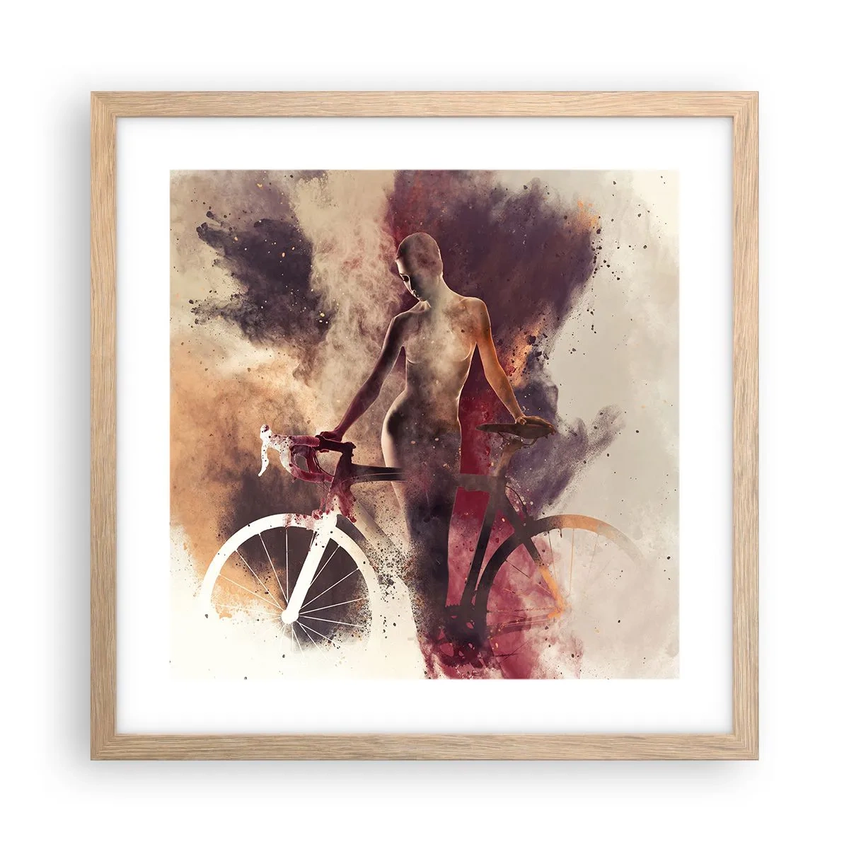 Affisch i ram av ljusek - Cyklelsjäl i marmorform - 40x40 cm