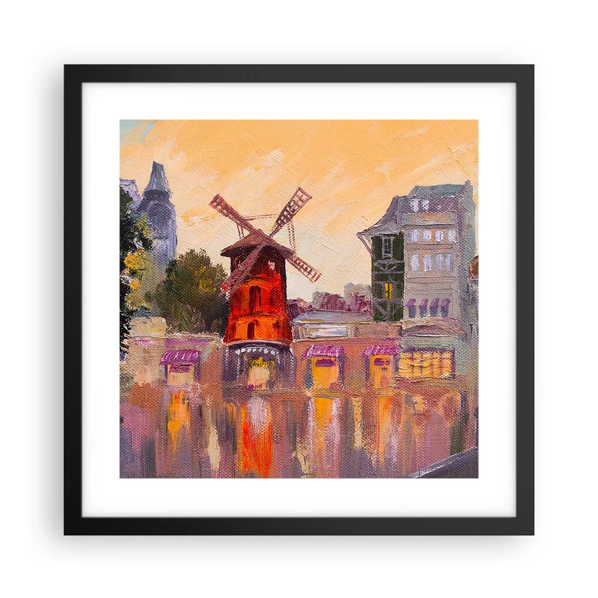 Affisch i svart ram - Ikoner av Paris – Moulin Rouge - 40x40 cm