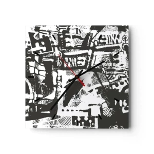 Väggklocka - Klocka på glas - Ordning eller kaos? - 30x30 cm