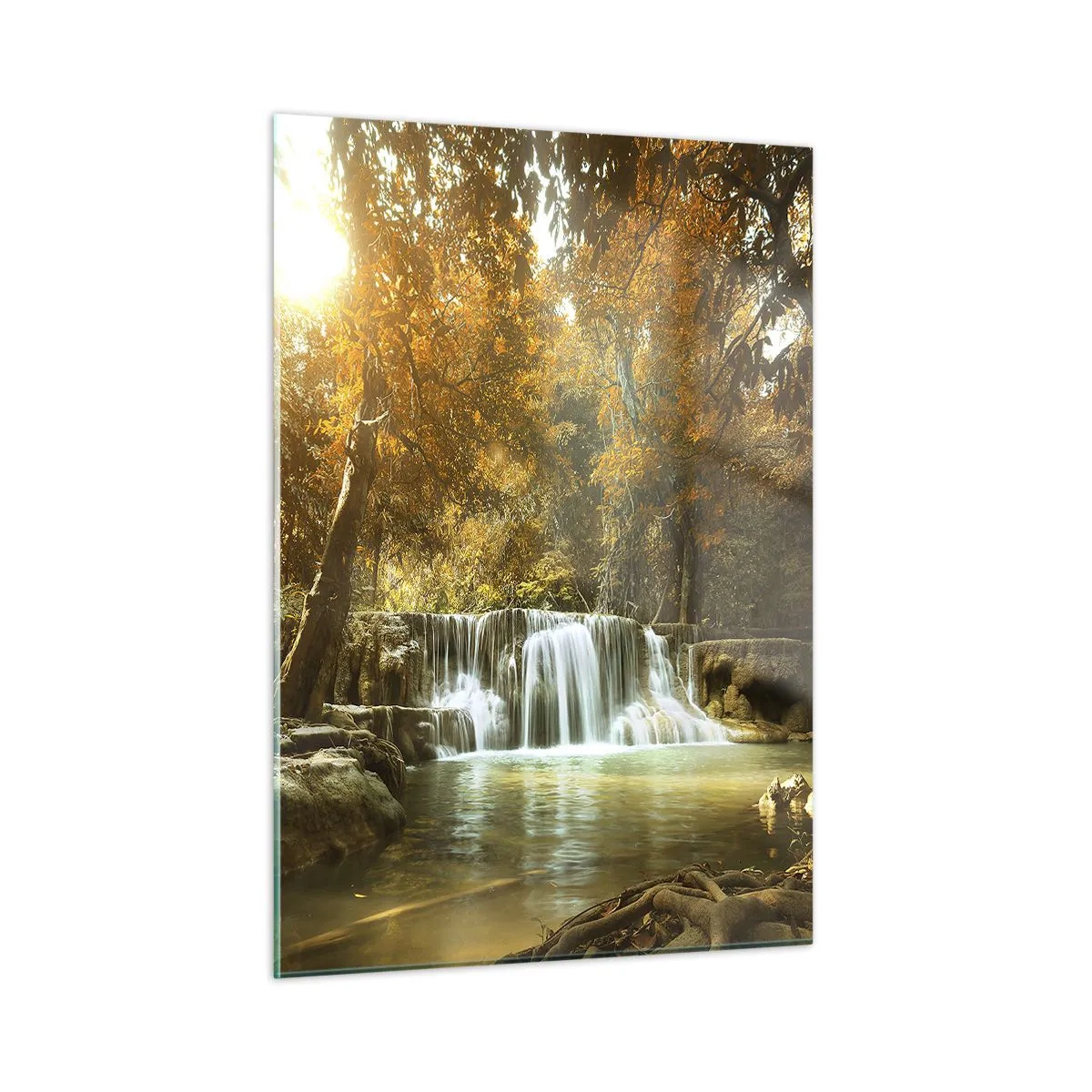 Glastavla - Bild på glas - Parkkaskad - 50x70 cm