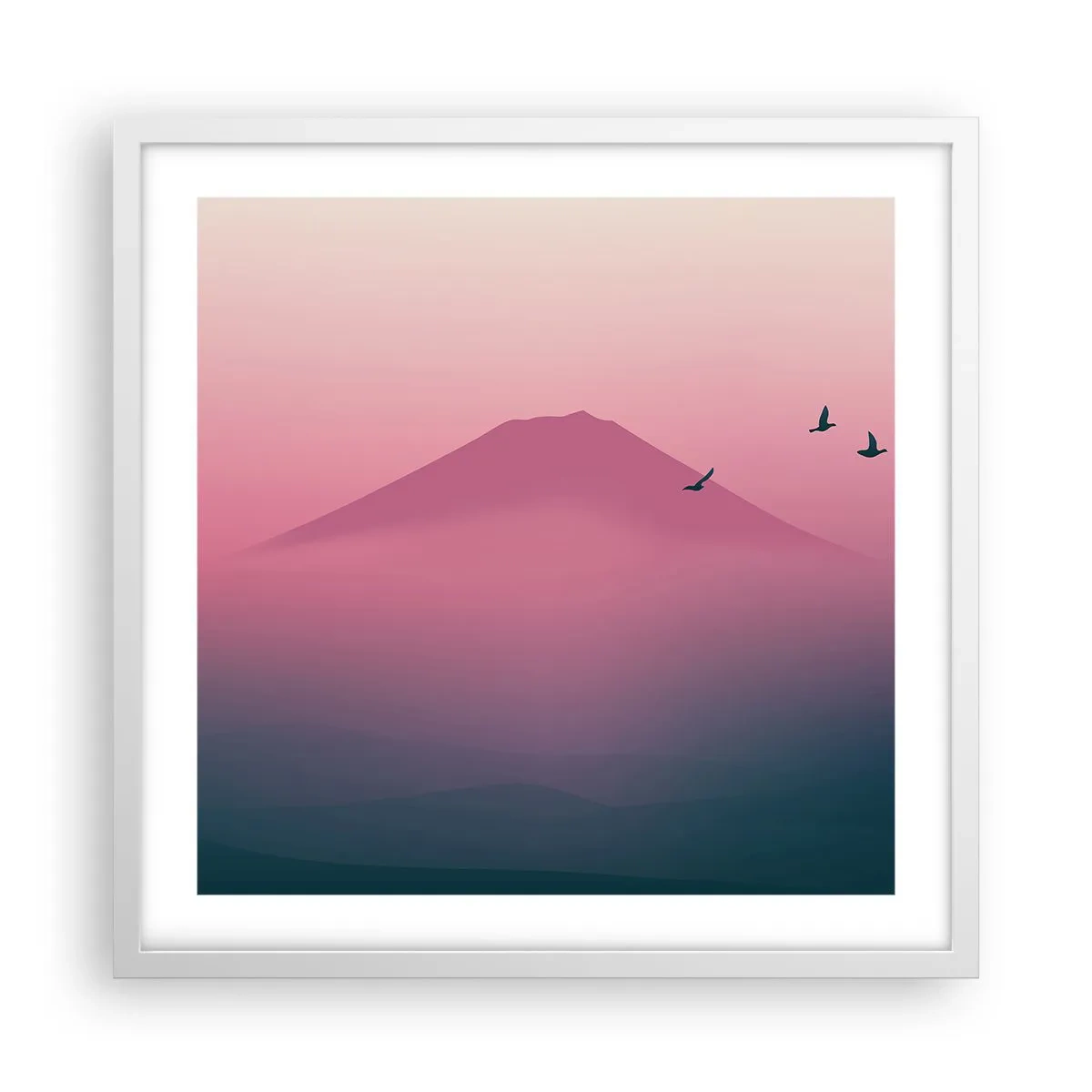 Affisch i vit ram - Vandrare över molnen - 50x50 cm