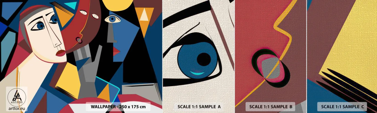 Provbit av fototapet Premium Canvas - Kubistiskt samtal - människor, Kubism, Porträtt - 100x30 cm