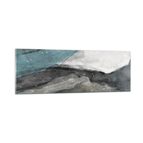 Glastavla - Bild på glas - Abstraktion: stenar och is - 90x30 cm