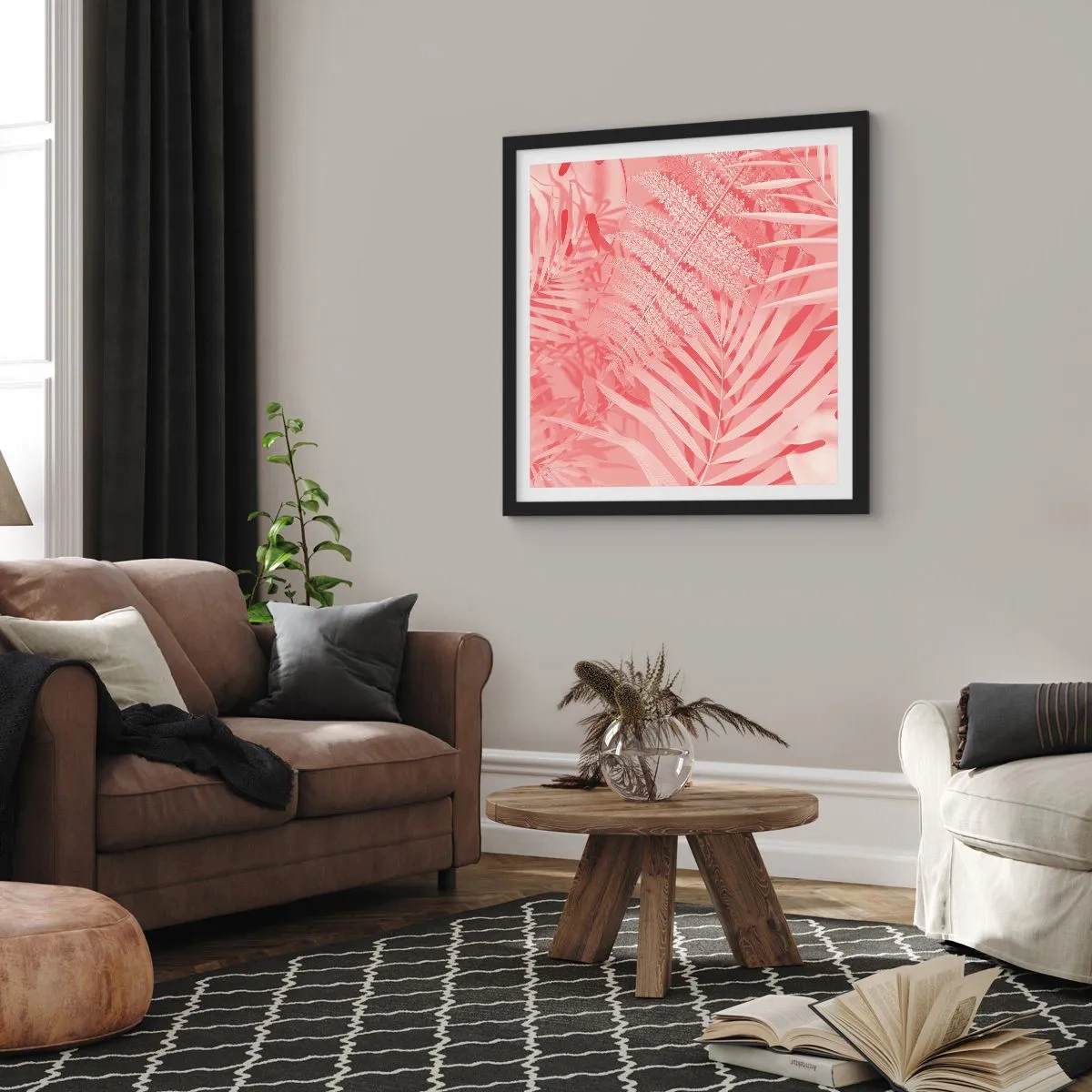 Affisch i svart ram - Rosa koncept - 30x30 cm